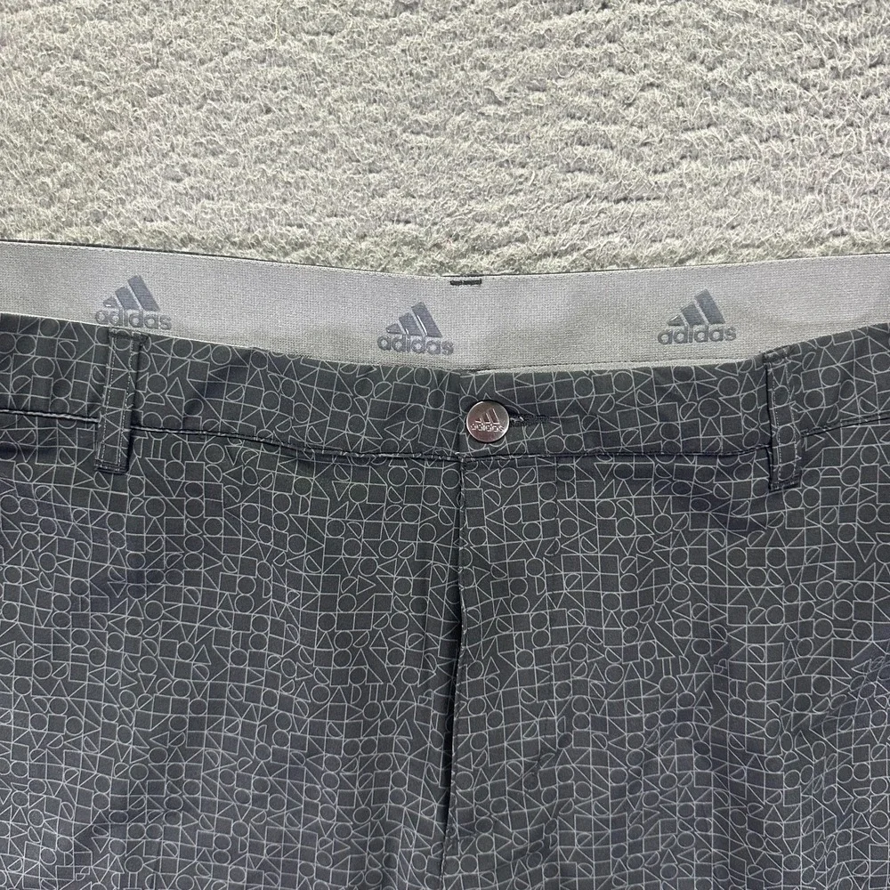 Adidas Shorts Mens 42 Black Geometric Polyester Golf Performance Sports Stretch